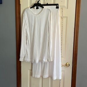 Beehive, clothing, two piece set-medium-white long sleeve blouse, and long skirt